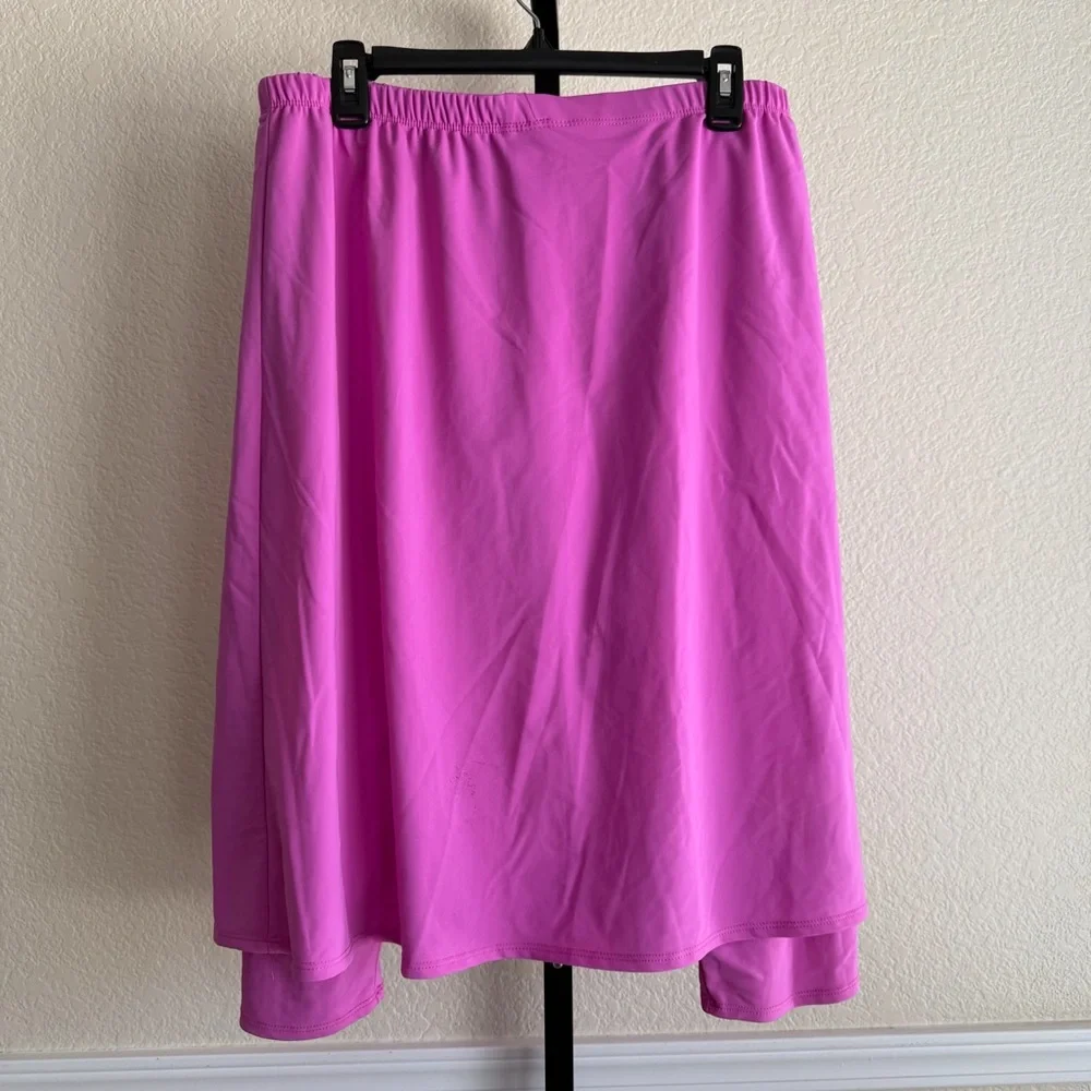 Women’s Pink Purple XL 1X Comfy Workout Athletic Modest Stretchy Leggings Skirt - Picture 5 of 10
